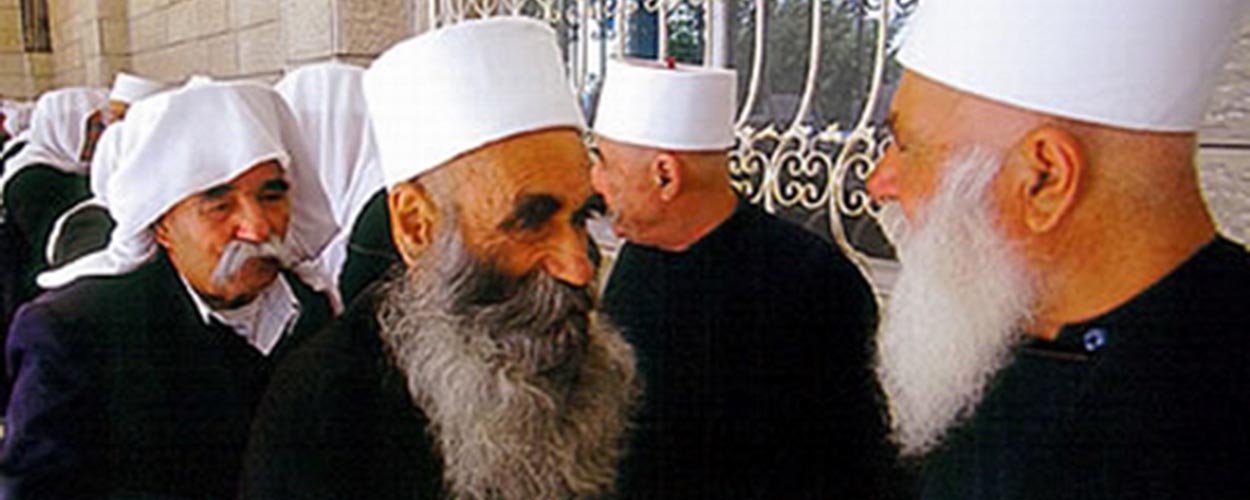 Druze sheikhs (Al Aqal) with white lap and black dress
