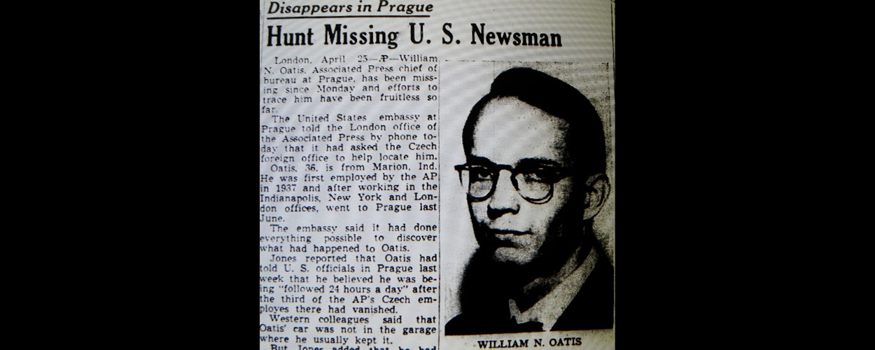 Newspaper reports William N. Oatis missing