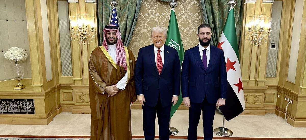 U.S. President Donald Trump with new Syrian President Ahmad al-Sharaa